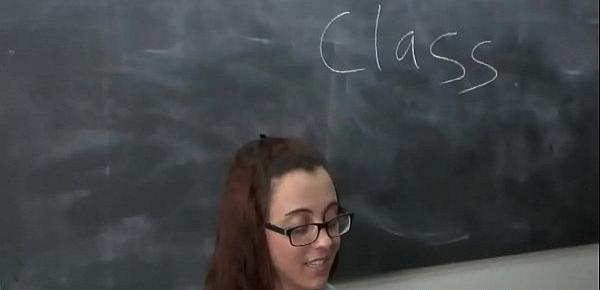  Stepsister teen jerking in classroom